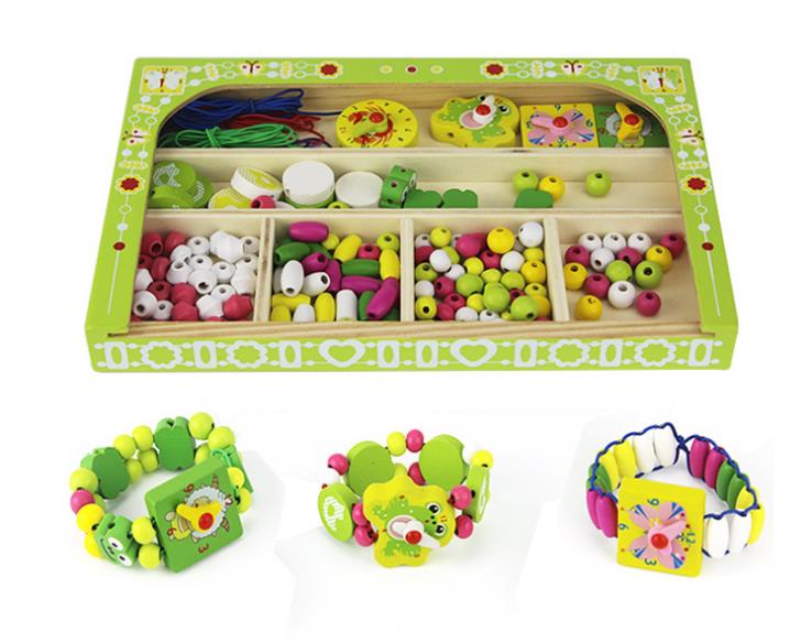 Wooden Box Mixed Kids Multicolor Wooden Beads