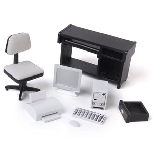 1.12 Miniature Computer Desk Chair Printer Doll House