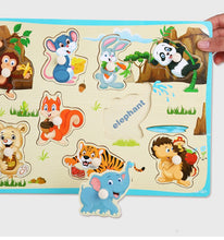 Load image into Gallery viewer, Wooden Puzzle Hand Grab Board Wooden Toys Cartoon Traffic Animal