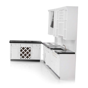 1.12 Scale Dollhouse Furniture Wooden Miniature Kitchen Cabinet Fridge