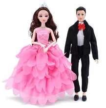 Load image into Gallery viewer, 2Pcs-Lot Bride And Groom Girl Doll Wedding Dress