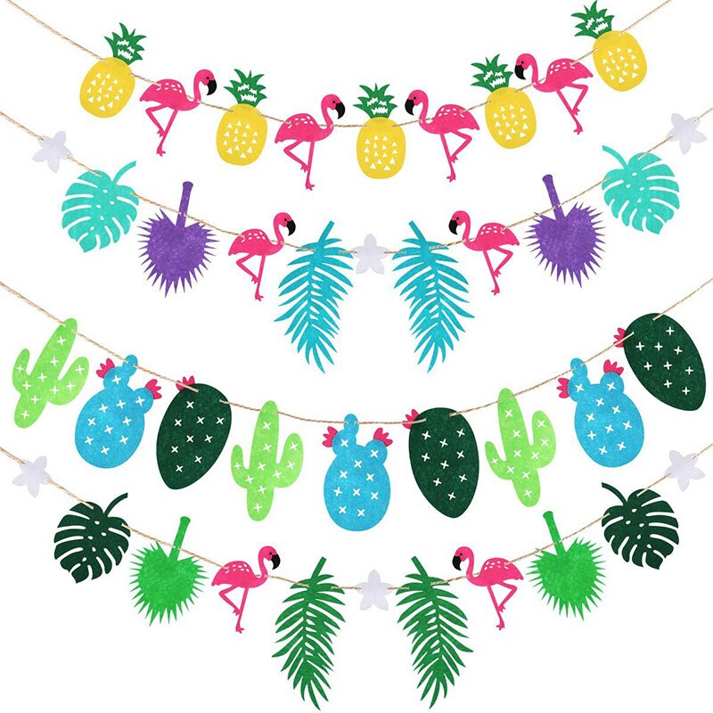 Artificials Leaves Banner Garland Flamingo Jungle Party - Combo 5 Units