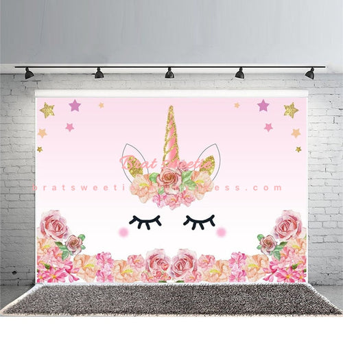220X150cm Unicorn Party Flower Birthday Party Backdrops