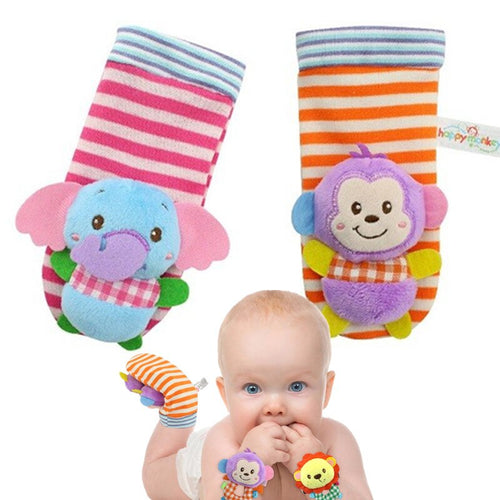 2 Pcs/Pair Baby Toys Socks Soft Elephant Monkey Plush