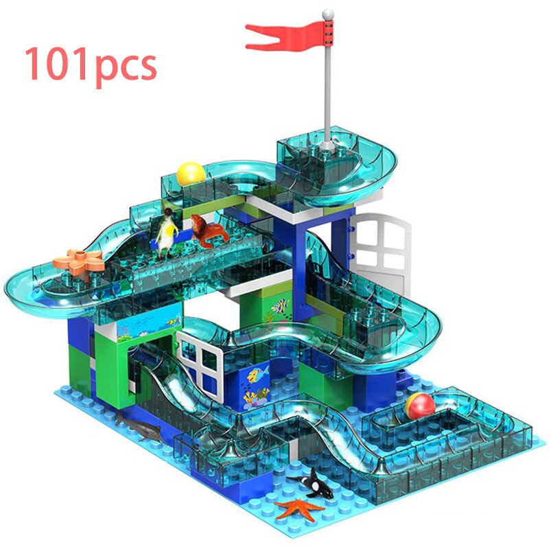 118 Pcs Marble Race Run Maze Ball Track Crystal Building Blocks