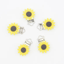 Load image into Gallery viewer, Metal Resin Baby Pacifier Clips Sun Flower - Combo 5 Units
