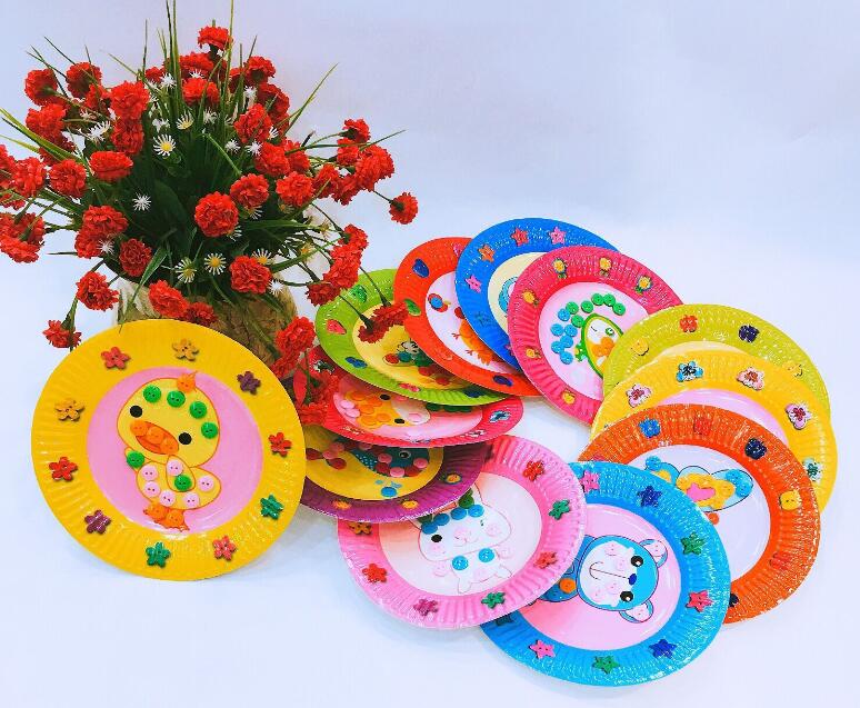 1 Set Diy Paper Plate Art Craft Puzzle Stickers Cartoon Animals