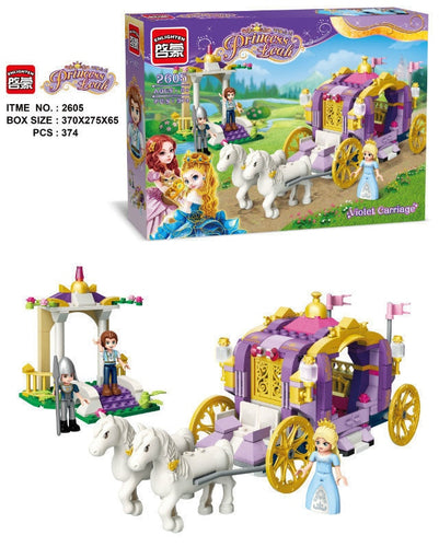 2605 358Pcs Girl Friends Princess Royal Carriage Model Building Block Toys