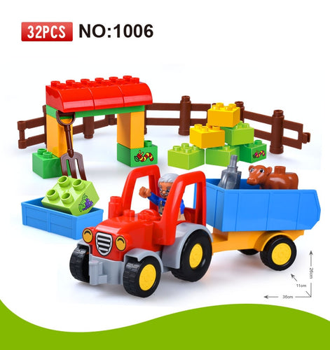 32Pcs Happy Farm Duploe Large Size Building Blocks