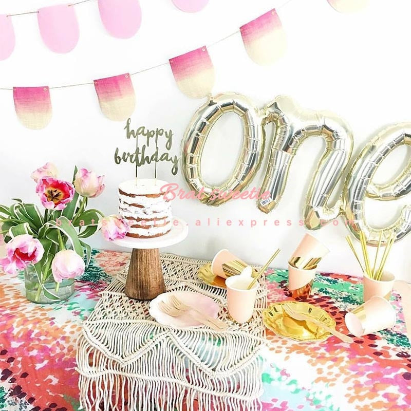 One Balloon One Script Letter Balloons White Gold - Combo 5 Units