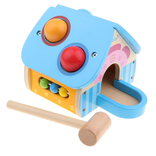3 In 1 Montessori Wooden Ball Hammering Game Clock