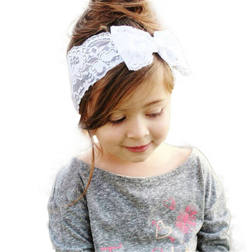 Baby Girls Lace Big Bowknot Hairband - Combo 5 Units