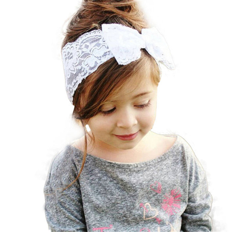 Baby Girls Lace Big Bowknot Hairband - Combo 5 Units