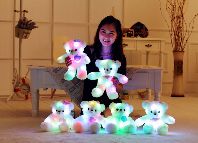 1Pcs 35Cm 2018 Style Teddy Bear Plush Toys Glow Colorful