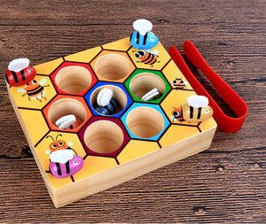 1 Set Montessori 7Pcs Bees Hive Games Board 1.Jpg