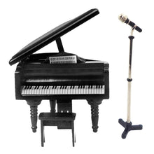 Load image into Gallery viewer, 1.12 Scale Dollhouse Furniture Wooden Piano Set Alloy Microphone With Stand Miniature