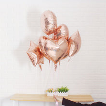 Load image into Gallery viewer, Rose Gold Star Heart Foil Balloons 5Pcs/Units/ - Combo 5 Units