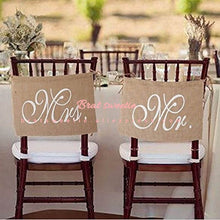 Load image into Gallery viewer, Mr. &amp; Mrs Burlap Chair Banner Set Bride Groom Chair - Combo 5 Units