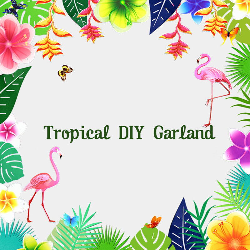 Flamingo Tropical Diy Garland Monstera Palm Summer Tropical - Combo 5 Units