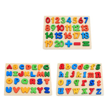 Load image into Gallery viewer, 3 Types 1 Set Colourful Wooden Alphanumeric Alphabet Jigsaw Puzzle