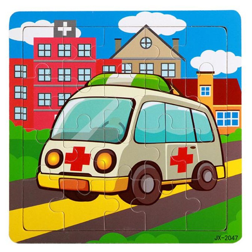 Education Toys Wooden Cartoon Car Jigsaw Toys - Combo 5 Units