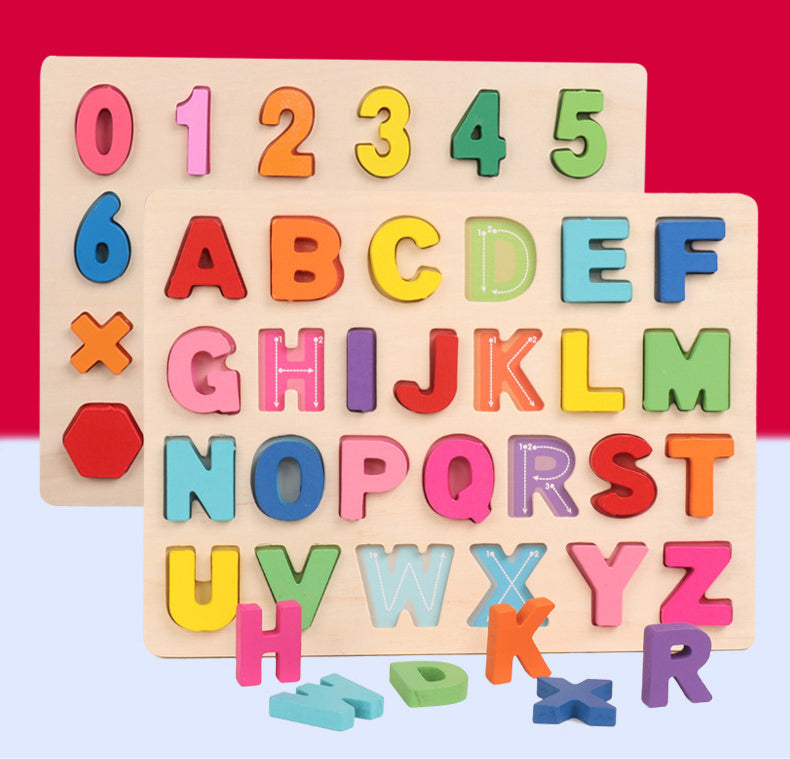 Wooden Toys Alphabets Digital Puzzles Kids Toys