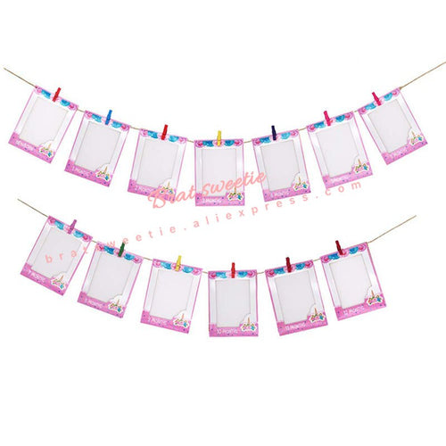 Unicorn Party 12 Months Photo Frame Banner - Combo 5 Units