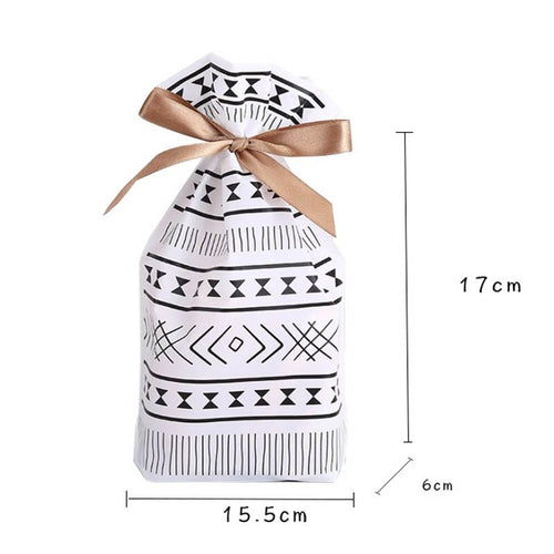 Plastic Drawstring Bag With Ribbon Snack Cookie Candy Bags - Combo 5 Units