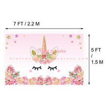 Load image into Gallery viewer, 220X150cm Unicorn Party Flower Birthday Party Backdrops