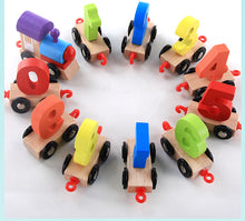 Load image into Gallery viewer, 11 Pcs Set Children Toddlers Digital Small Wooden Train