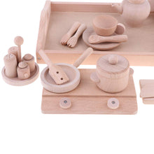 Load image into Gallery viewer, 21Pcs Wooden Simulation Tea Set