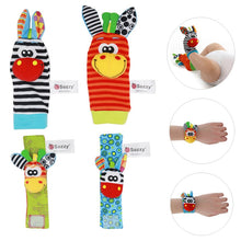 Load image into Gallery viewer, Sozzy Cartoon Zebra New Baby Infant Soft Socks Wrist Rattle Set - Combo 5 Units