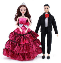 Load image into Gallery viewer, 2Pcs-Lot Bride And Groom Girl Doll Wedding Dress