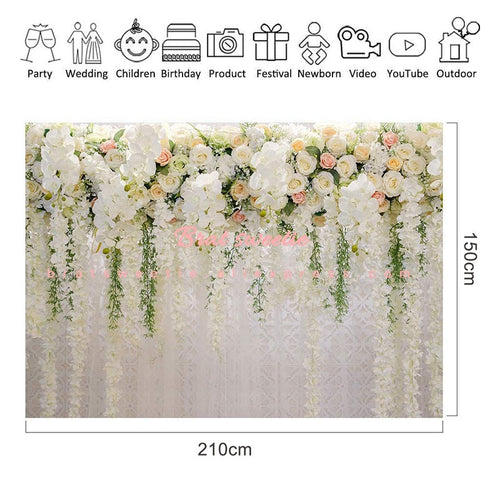 210X150cm Artificial Flowers Roses Backdrops
