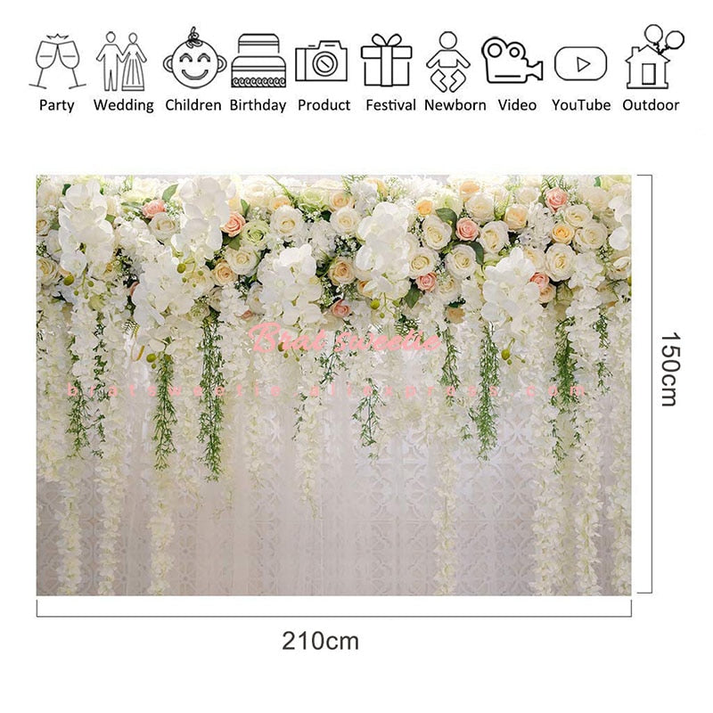 210X150cm Artificial Flowers Roses Backdrops