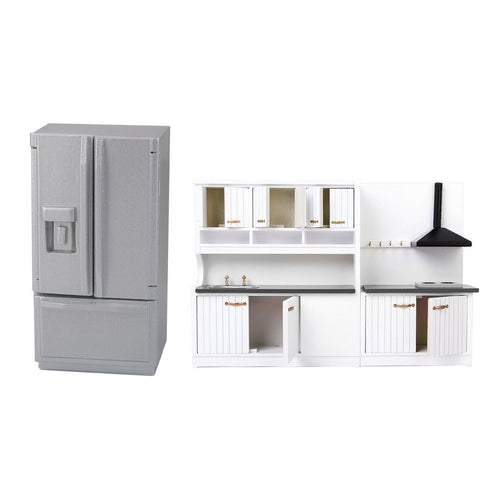 1.12 Scale Dollhouse Furniture Set Wooden Kitchen Fridge Cabinet Model