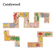 Load image into Gallery viewer, 15 Pieces Wooden Animals Domino Puzzle