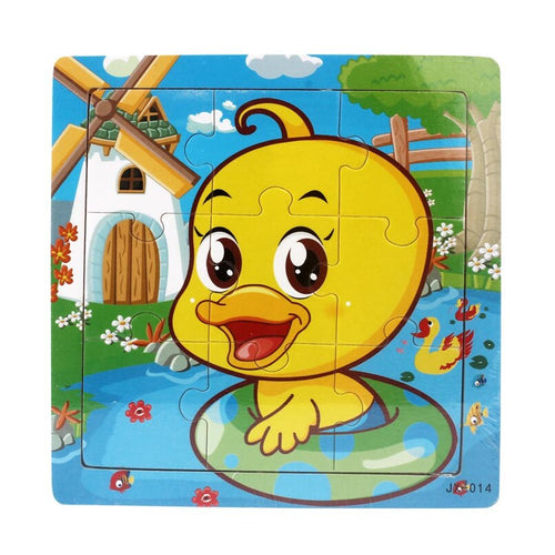 Kids Baby Boy Girl Wooden Cartoon Duck Jigsaw Toys - Combo 5 Units