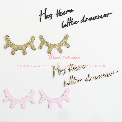 Nordic Style Cartoon Wooden Eyelash Closed Eye - Combo 4 Units