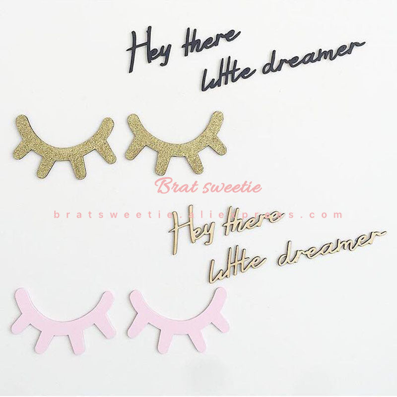 Nordic Style Cartoon Wooden Eyelash Closed Eye - Combo 4 Units