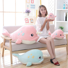 Load image into Gallery viewer, Lovely Sea Dolphin Stuffed Plush Baby Cute Cartoon Whale With Long Horn - Combo 3 Colors 25 Cm