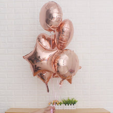 Load image into Gallery viewer, Rose Gold Star Heart Foil Balloons 5Pcs/Units/ - Combo 5 Units