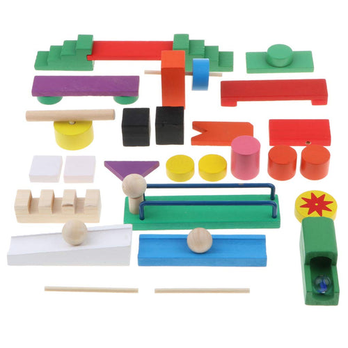 24Pcs Wooden Blocks Domino Roadblocks Math