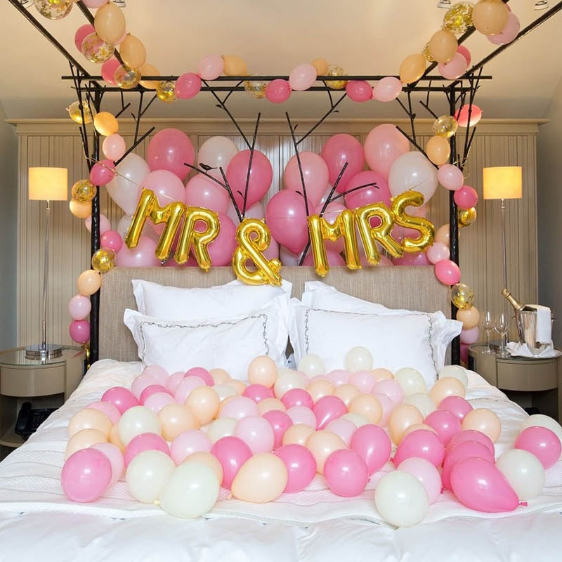 36 Inch Mr&Mrs Wedding Boda Letter Round Latex Balloons - Combo 5 Units