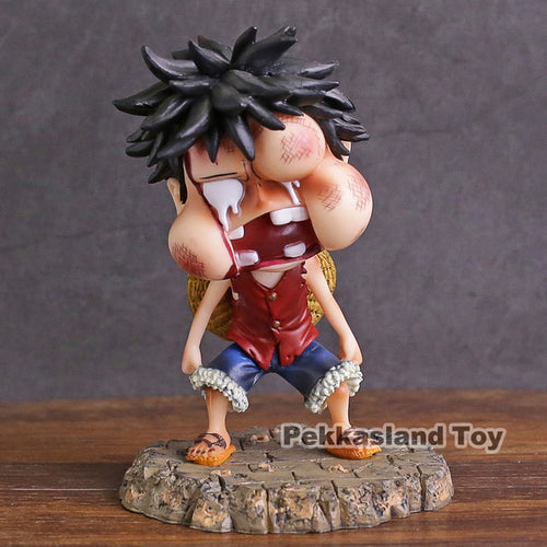 Anime One Piece Youth Beaten Luffy With Swell Face Pvc Figure Collectible Model Toy