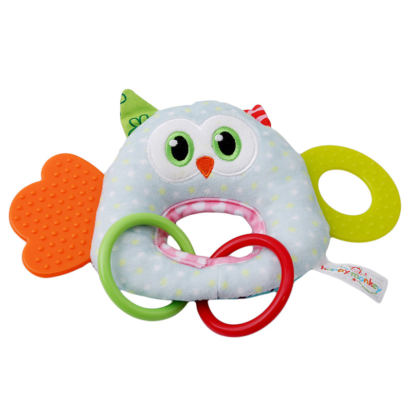 Baby Rattles Hand Bell Toy Owl Fish Monkey Animals Plush - Combo 4 Units