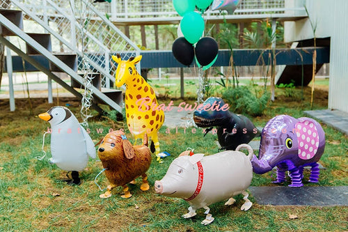Walking Animal Balloon Cute Cat Panda Dinosaur Tiger Giraffe Jungle - Combo 5 Units