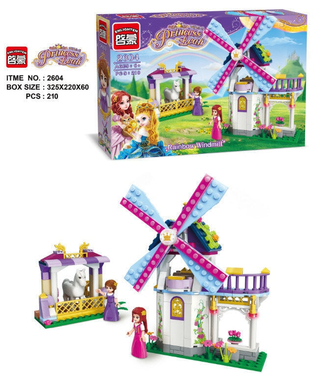 2604 210Pcs Girl Friends Princess Leah Rainbow Windmill Square