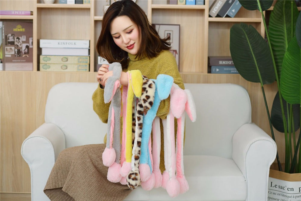 Rabbit Hat With Ears Moving Plush Toy