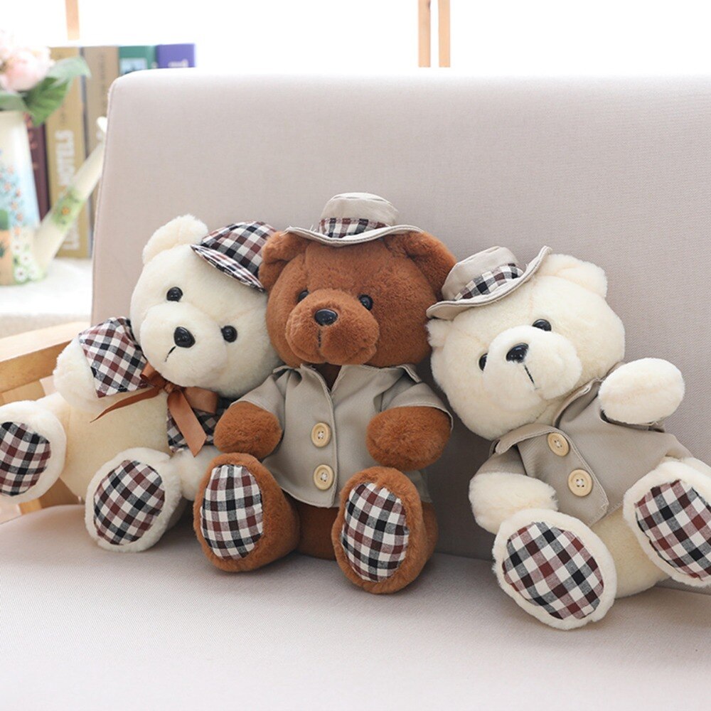 27 Cm Soft Teddy Bear Plush Toy Stuffed Animal Bear With Hat & Clothes